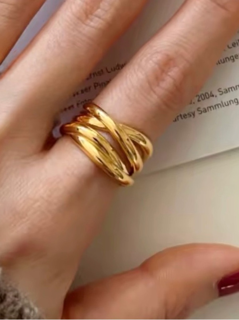 4 Band Twist Ring 18k Gold Plated Adjustable AP29